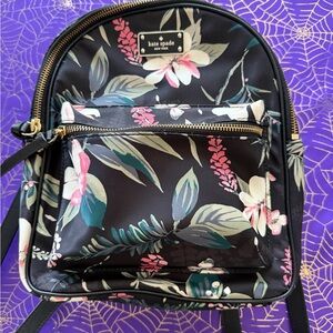 Kate Spade Black and Pink Floral Backpack